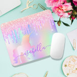 Mousepad Rosa ouro-arco-íris-íris-relva-relva-relva-reluz-r<br><div class="desc">Uma tendência iridescente, fundo com cor pastel unicórnio e arco-íris em rosa, roxo, rosa ouro, verde da menta. Decorado com gotas de brilho sujo em ouro rosa, rosa, roxo e unicórnio colorido do arco-íris. Letras cor púrpura. Personalize e adicione seu nome escrito com um script de estilo escrito à mão...</div>