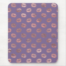 Mousepad Rosa Ouro Glamouroso com Brilho e Lábios Lavanda