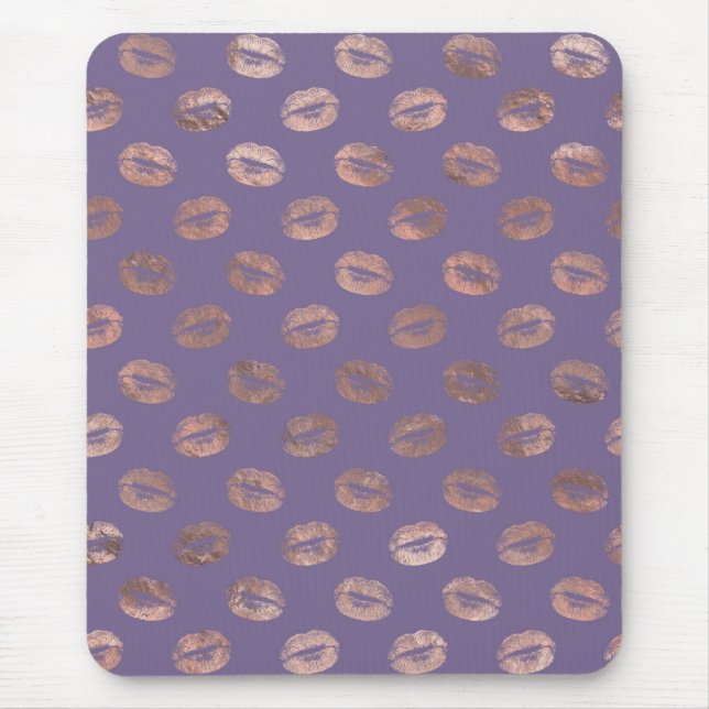 Mousepad Rosa Ouro Glamouroso com Brilho e Lábios Lavanda (Frente)