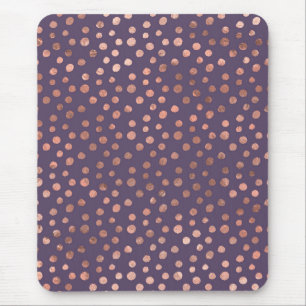Mousepad Rosa Ouro Glamouroso com Folha e Pontos de Arte La