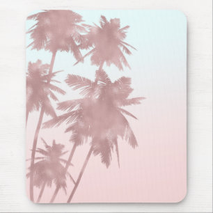 Mousepad Rosa Ouro Palmas Rosa Praia Ombre Palmeiras Femini