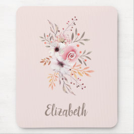 Mousepad Rosa Pastel, buquê floral do rosa - personalizado