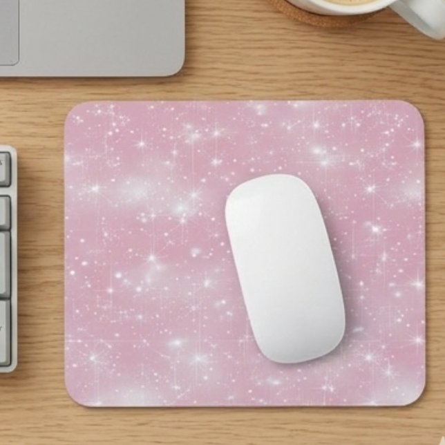Mousepad Rosa Pastel Suave Brilho Estrela Glam (Criador carregado)