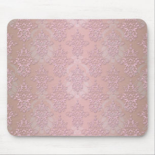 Mousepad Rosa Pó de Arroz Feminino Damask