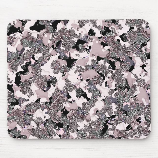 Mousepad Rosa Prata & Beleza Negra Derramamento Glam Gloss  (Frente)