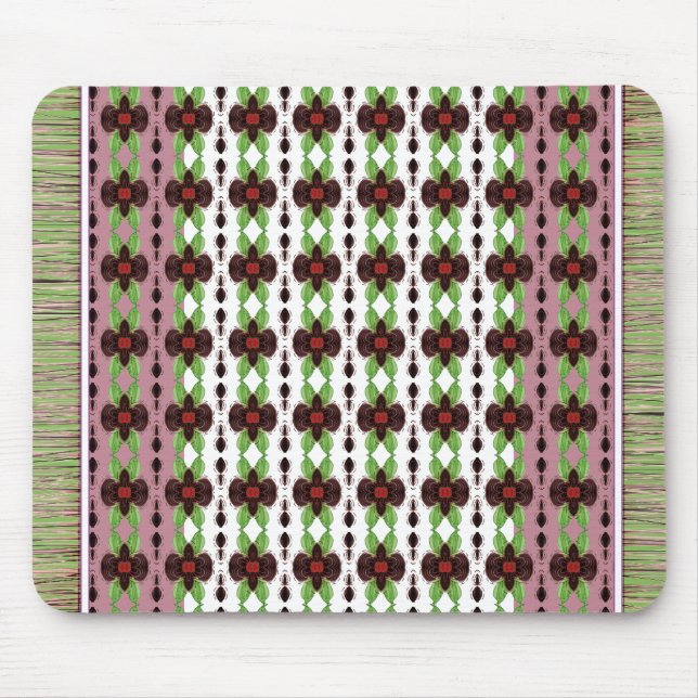 Mousepad Rosa Preto Verde e Branco Flor (Frente)