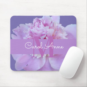 Mousepad Rosa Púrpura Monograma Púrpura Roxo Floral
