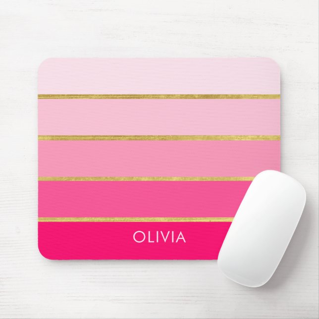 Mousepad Rosa Quente e Menino Dourado Personalizado (Com mouse)