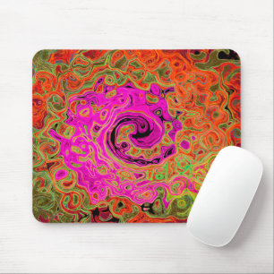 Mousepad Rosa Quente Groovy Abstrato Retro Líquido Turbilhã