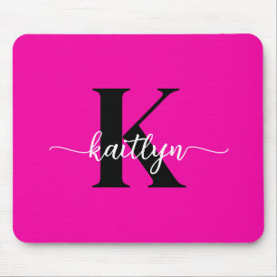 Mousepad Rosa Quente Monograma Preto