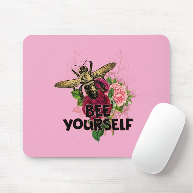 Mousepad Rosa radiante e a Abelha Gentil, Abelde-se (Com mouse)
