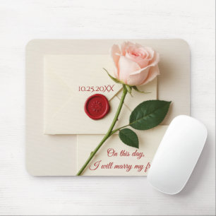 Mousepad Rosa Rosa Em Papelaria De Casamento Em Marfim