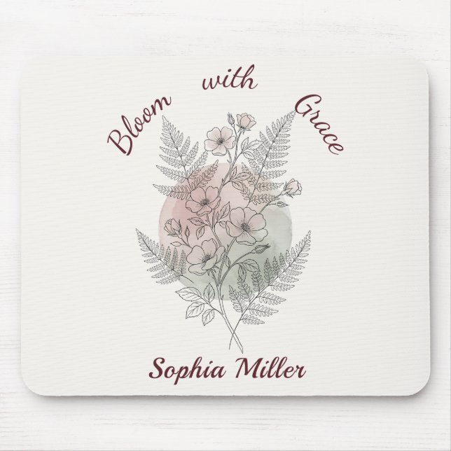 Mousepad Rosa Rosa Personalizada Flor Personalizada Escritó (Frente)