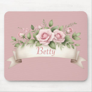 Mousepad Rosa Rosa Pink Blush Nome Personalizado