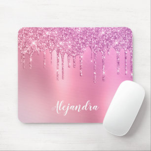 Mousepad Rosa rosa-rosa esplêndido dourado e púrpura gota