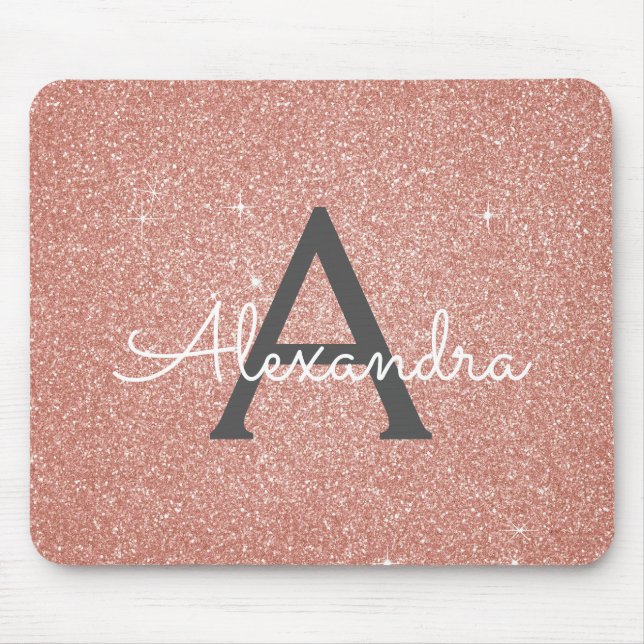 Mousepad Rosa Rosa Rosa Rosa Dourada Sparkle Glitter Nome M (Frente)