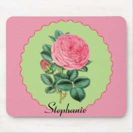 Mousepad Rosa Rosa Vintage c/ Moldura de Círculo com Espinh