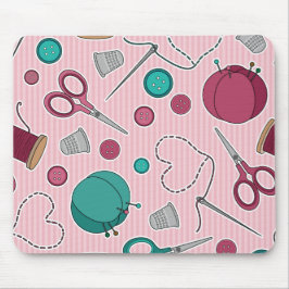 Mousepad Rosa temático Sewing bonito do teste padrão