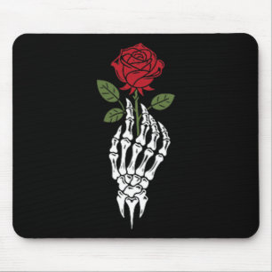 Mousepad Rosa vermelha De Tatuagem Estética Flor De Esquele