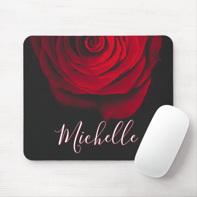 Mousepad Rosa vermelha monográfica personalizada fotografia (Com mouse)