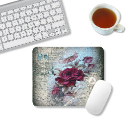 Mousepad Rosa vitoriano Ephemera Monograma