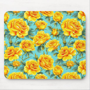 Mousepad Rosas amarelas em um fundo azul