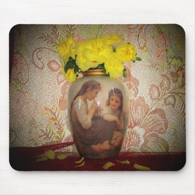 Mousepad Rosas Amarelas em Velho Vaso (Frente)