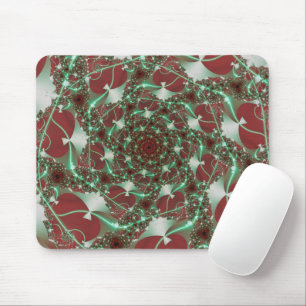 Mousepad Rosas   Arte Fractal Vermelha e Verde