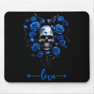Mousepad Rosas Azuis Caveira Para Amor De Dia Dos Namorados