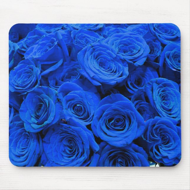 Mousepad Rosas azuis Elegantes flores azuis florais azuis (Frente)