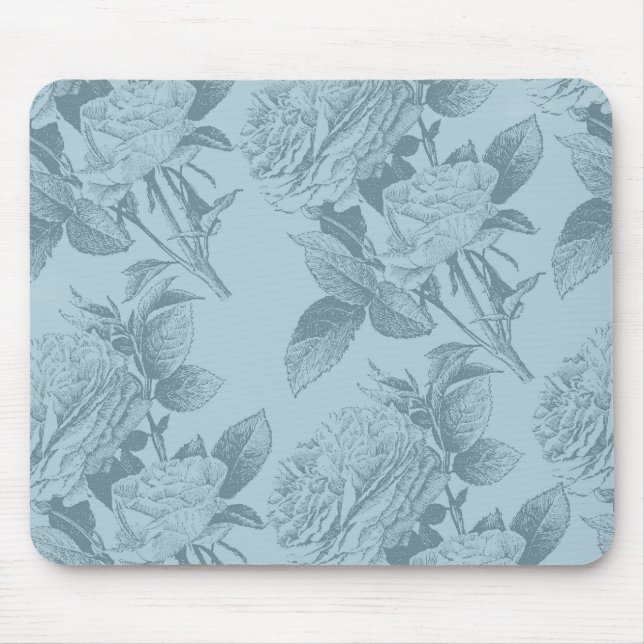 Mousepad Rosas azuis Vintage (Frente)