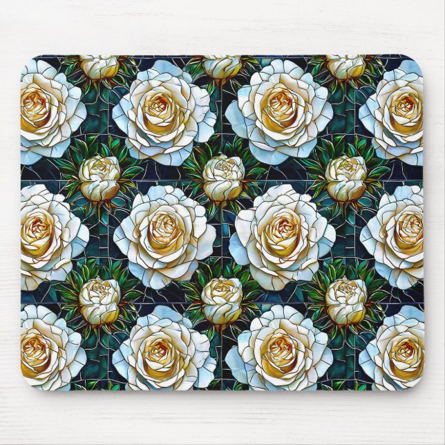 Mousepad Rosas brancas flores (Frente)