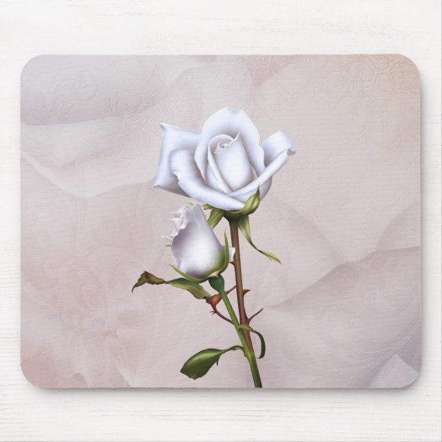 Mousepad Rosas Brancas Macias Elegantes Shaby Chic (Frente)