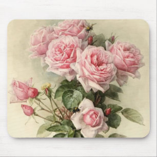 Mousepad Rosas cor-de-rosa do Victorian do chique