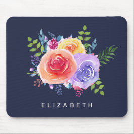 Mousepad Rosas de Aquarela Buquê Floral