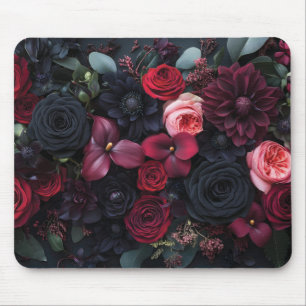 Mousepad Rosas de Disposição Floral Escuro Elegante
