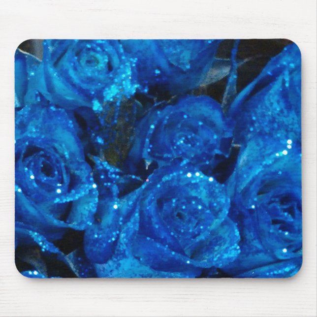 Mousepad Rosas de Glamor Azul com Amor Romântico (Frente)