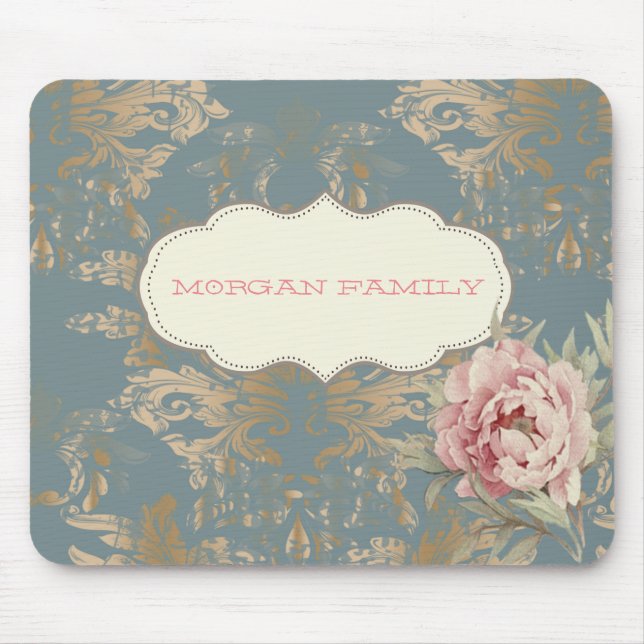 Mousepad Rosas de máscara Dourada Elegante Chic (Frente)
