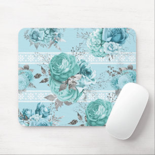 Mousepad Rosas de Prata Azul