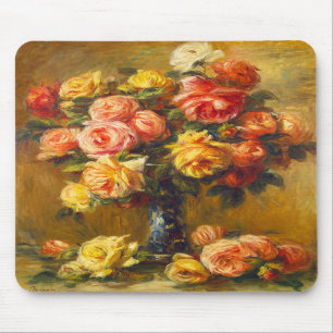 Mousepad Rosas de Renoir em um tapete do rato do vaso