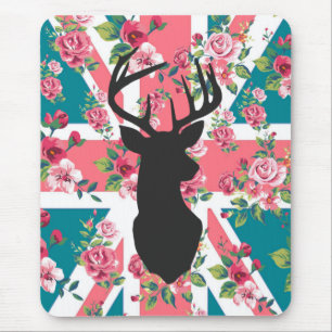 Mousepad Rosas de safra bonitinha U.K. Union Jack Flag Cabe