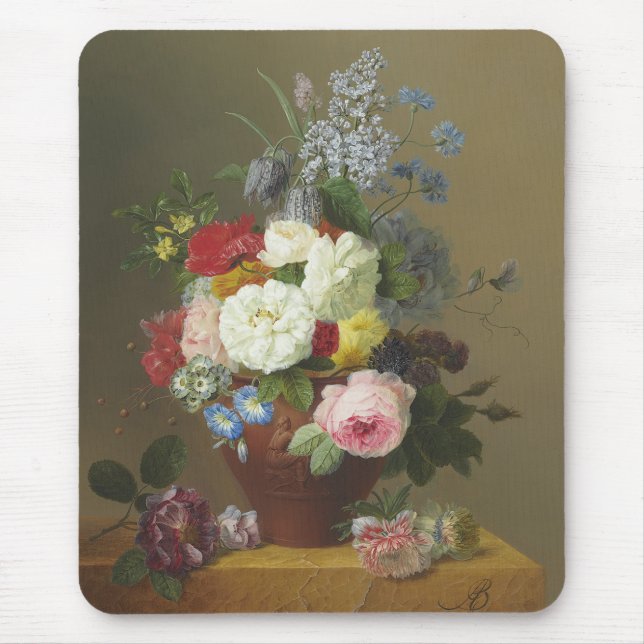 Mousepad Rosas de Sangue e Flores Selvagens em um Terracott (Frente)