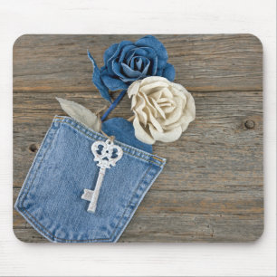 Mousepad Rosas Denim em Jean Pocket