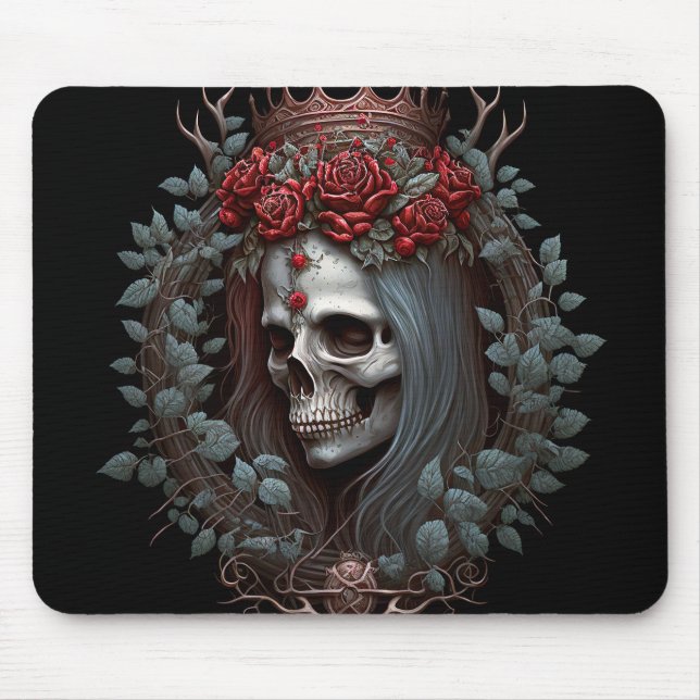 Mousepad Rosas do crânio do gótico Gótico Coroa (Frente)