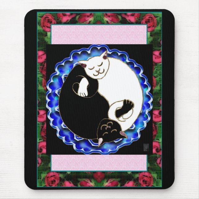 Mousepad rosas do n dos gatos (Frente)
