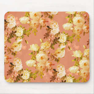 Mousepad Rosas doces no fundo laranja