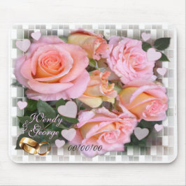 Mousepad Rosas e Corações ~Mousepad de Casamento