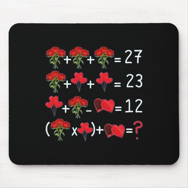 Mousepad Rosas Equação Matemática Chocolates Balões Engraça (Frente)