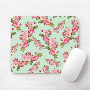 Mousepad Rosas, Flores, Pétalas, Folhas - Verde Rosa