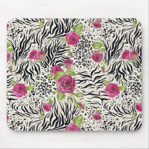Mousepad Rosas no teste padrão animal